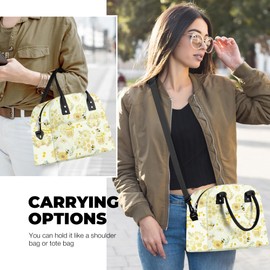 Clastyle Summer Large Insulated Lunch Bag Women Waterproof Small Cool Bag Adult with Strap Leak-proof Lunch Bag for Picnic Work Office Bee Daisy