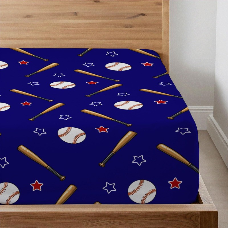 Allenjoy Baseball Ball Bat Sports Games Sheets Set with Fitted