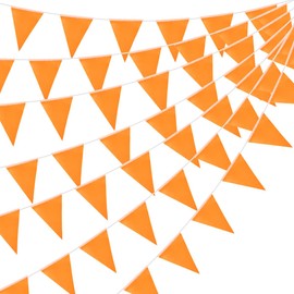 Striscione di bandierine arancione da 20M/6,09m, 52 bandierine triangolari in tessuto per decorazioni per feste di compleanno, baby shower, matrimonio, giardino, casa, uso interno ed esterno