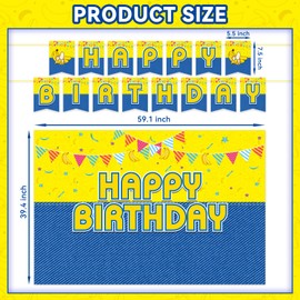 Yellow Cartoon Birthday Party Supplies,Cartoon Banana Birthday Party Decorations for kids Party Decorations Set,Include Banner,Plates,Napkins,Tablecloth,Backdrop (Serves 20 Guests)