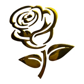 DUSCOKE 3D Rose Car Sticker Decal, Waterproof PVC Auto Bumper Stickers, 3.9'' × 3.1'' Cute Flower Car Window Decals, Vehicle Exterior Decoration Accessories for Wall, Mirror, Laptop (Gold)