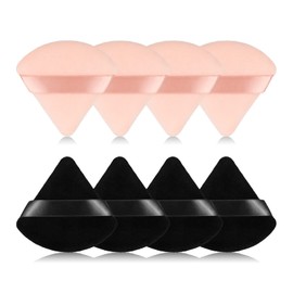 8Pcs of Triangular Powder Puff Makeup Sponges, Made of Super-soft Velvet, Designed for Contouring, Eye, and Corner, Beauty Blender Foundation Mixing Container.