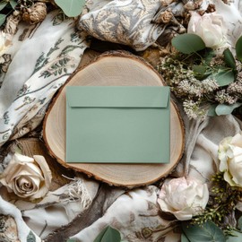 Slapaflife 50 Packs 5x7 Envelopes, Sage Green 5x7 Envelopes for Invitations, Wedding, Postcards, Greeting Cards, Mailing