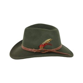 Outback Trading Company Men's 1321 Randwick Water-Repellent Crushable UPF 50 Australian Wool Western Cowboy Hat, Moss, Medium