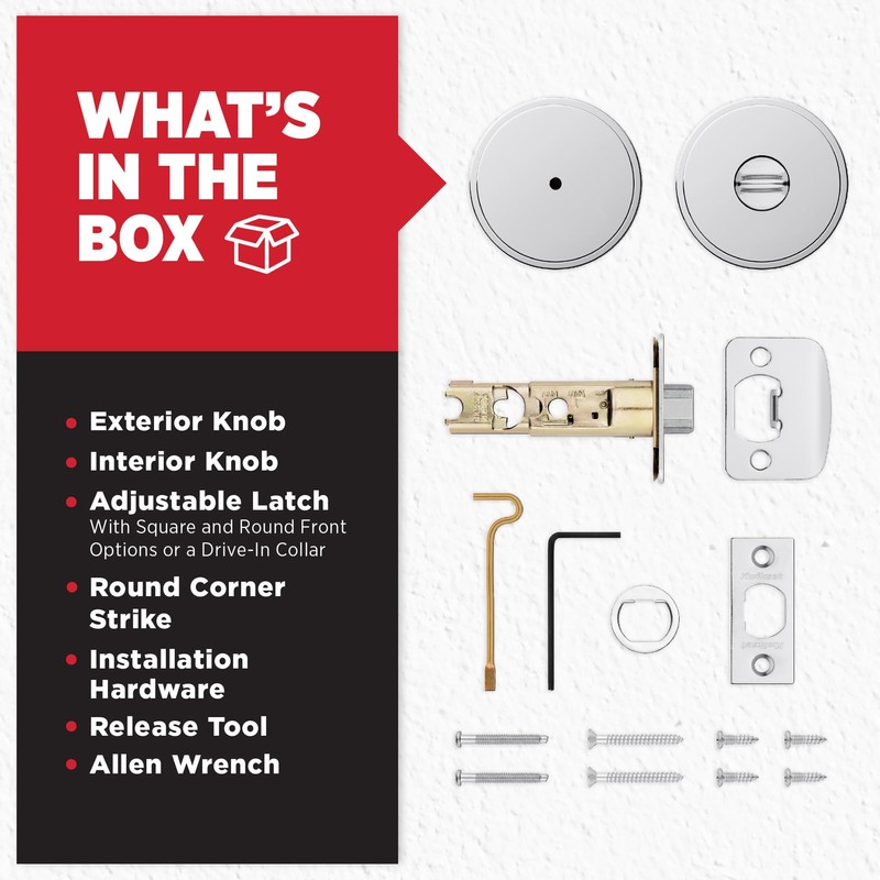 Kwikset Pismo Interior Privacy Door Knob with Lock, Door Handle