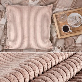ANRO Cushion Cover Decorative Cushion Cover Corduroy Dusky Pink 40 x 40 cm without Filling