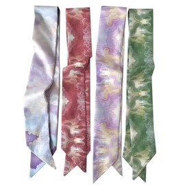 NIDMIDO 4 Pack Purse Scarf for Bags Silk Head Scarf for Hair Handbag Women Scarfs Ribbon Band Hair Neck Scarves Fashion Gifts (Blue pink purple gold)