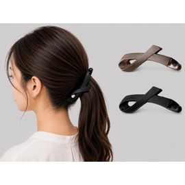 Pita! Stays in Place Banana Clip Cross Ribbon (Smoky Beige)