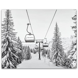 The Run Is Closed Ski Lift Winter Landscape Black and White 11x14 Unframed Print – Vintage Ski Posters, Ski Cabin Decor, Rustic Lodge Decor, Ski Resort Artwork, Gift for Skiing Enthusiasts
