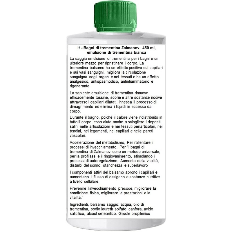 Zalmanov Turpentine Baths 450ml White Turpentine Emulsion