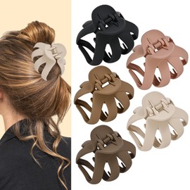 Lolalet Octopus Hair Claw Clips, 5 Pack Non-slip Jaw Clips Medium Hair Clamps for Thick Curly Long Hair, Wide Grip Hair Accessories for Women -Style B