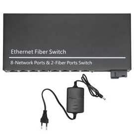 Gigabit Ethernet Switch 9 Ports 10 100 1000M Tx1310nm Full Half Duplex Fiber Media Converter for Office Network 100‑240V EU Plug
