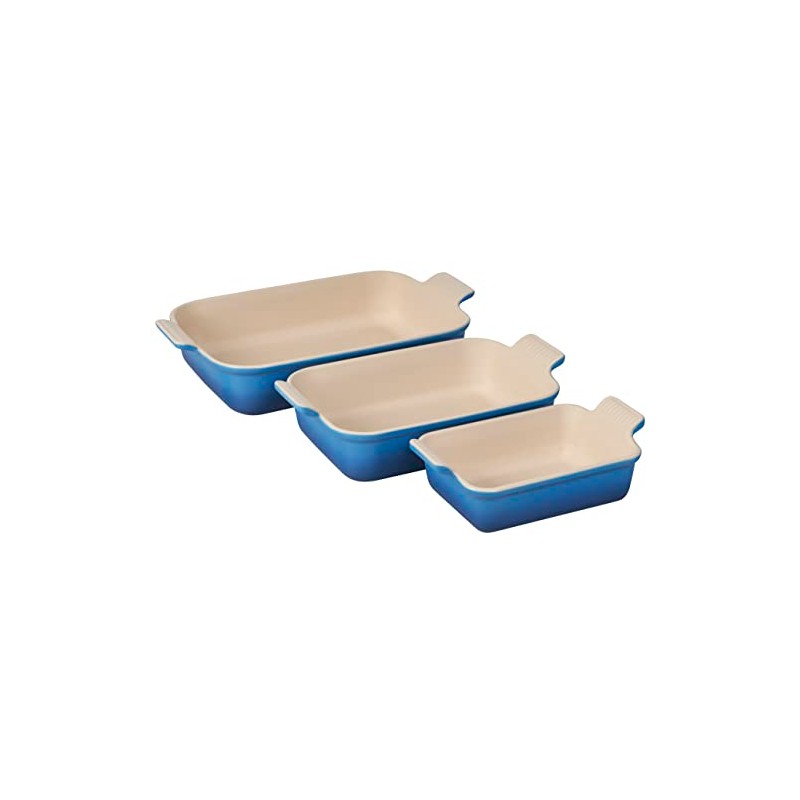 Le Creuset Stoneware Heritage Set 3 Rectangular Dishes, Marseille