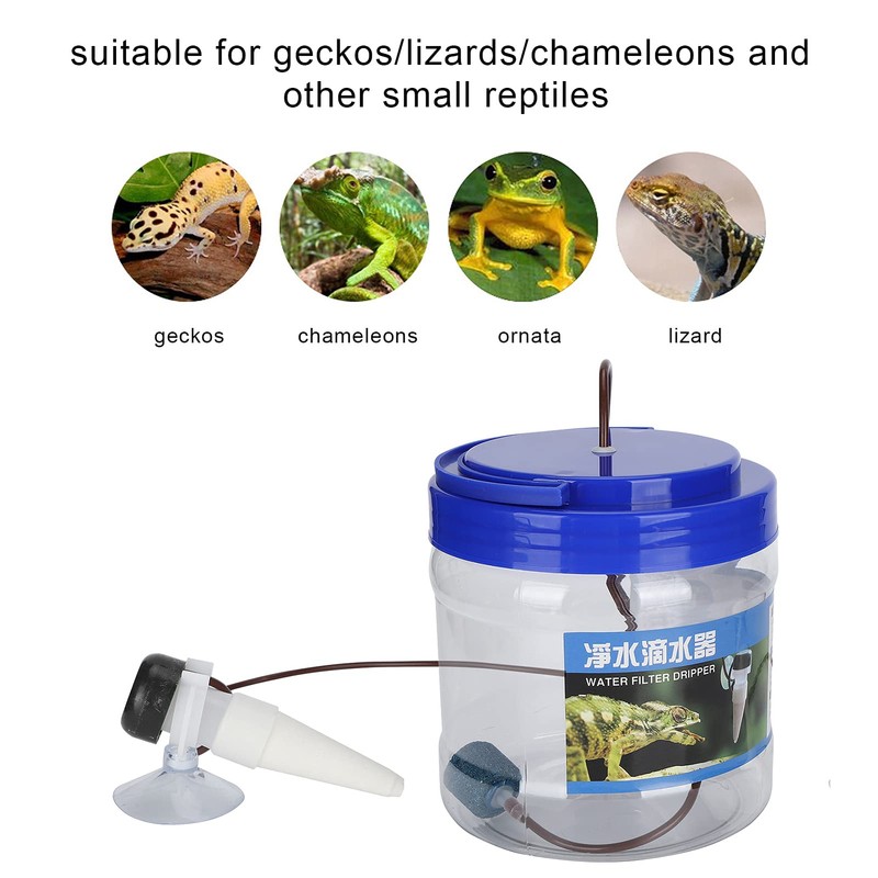 Pssopp Reptile Water Dripper Kit, Reptile Drinking Feeder with Filtering