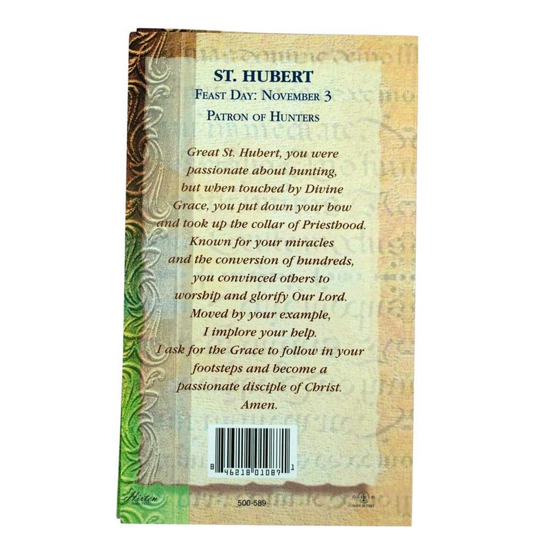 William J. Hirten Deluxe Catholic Holy Card with Traditional Prayers