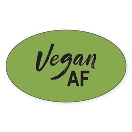 CafePress Vegan AF Oval Car Bumper Sticker