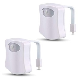 BSASHF 2 Pack Color Changing Toliet Night Light Motion Sensor Led Toilet Motion Activated Led Light Washroom Light UV Slap Activated Butt Lamp Smart Light Commode Night Lamp(8 2)