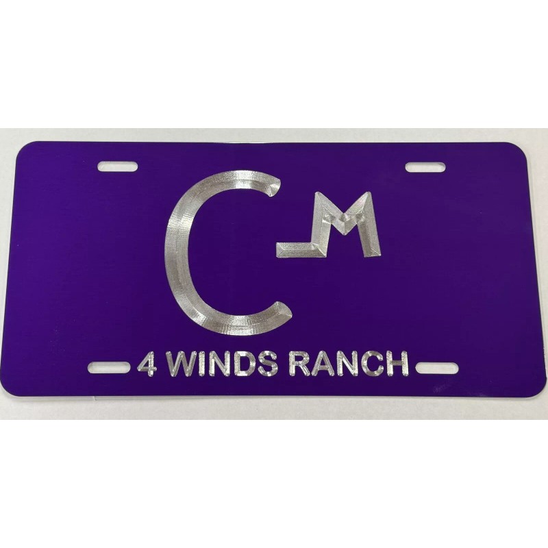 Diamond Etched Products Custom Cattle Ranch Brand Car Tag Diamond