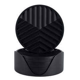 Silicone Coasters Set of 8, 4.3" with Holder - Durable, Non-Slip, Heat-Resistant Drink Mats for Home, Office, Bar. Safeguards Every Surface Type