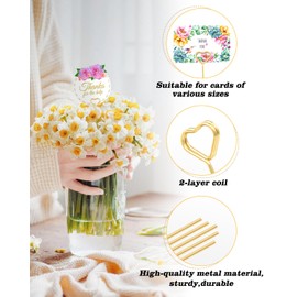30Pcs Floral Card Holder Picks-Wire Place Card Holder for Wedding-Metal Photo Picture Clip Holder-Table Name Number Holder,Memo Note Holder for Flower Arrangement,Wedding,Baby Shower,Party,Decorations (Gold, Heart)