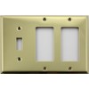 Stamped Polished Brass 3 Gang Wall Plate - 1 Single