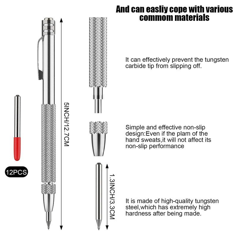 OUZHOU Pack of 2 Tungsten Carbide Pen with 12 Replacement
