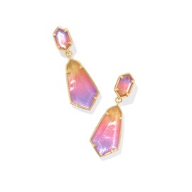 Kendra Scott Hallie Convertible Drop Earrings - Gold-plated Brass Construction - Snap-back Closure Gold Sunrise Watercolor Illusion One Size One Size