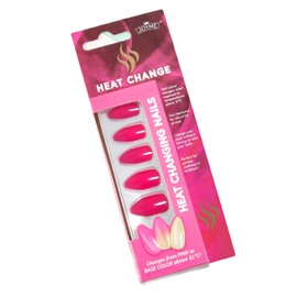 24Pcs Gradient Press on Nails with Color Changes Design, Glossy Red Medium Almond False Nails Gel Glue on Nails, Ombre Manicure Art Acrylic Fake Nails Stick on Nails for Coquette Women Girls