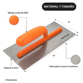 FUMETAX llana de hormigón de acero inoxidable, llana de enyesado, llana de acabado de enyesado para enyesado, raspado, herramientas de construcción 11" x 5"