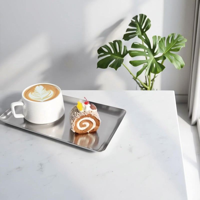 IMEEA Silver Tray SUS304 Stainless Steel Rectangular Tray for Bathroom