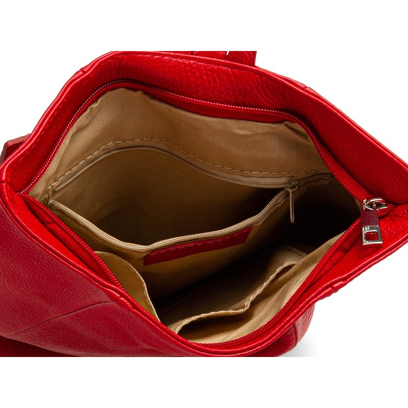 Caspar TL789 Women's Elegant Genuine Leather Backpack Standard Size, red