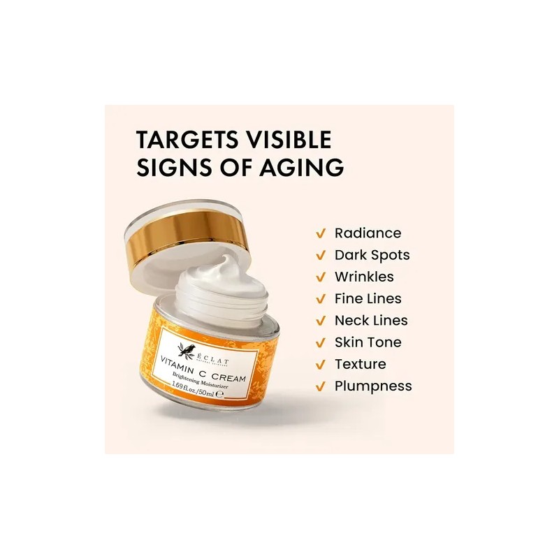 Crema Hidratante Facial Con Vitamina C, Ácido Hialurónico Y