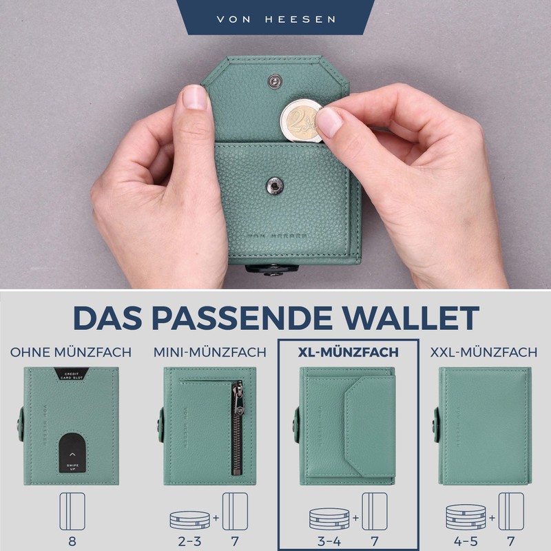 VON HEESEN Credit Card Holder Credit Card Holder, Turquoise (Silver