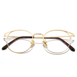 Cyxus Blue Light Blocking Glasses For Women Men Cat Eye Round Metal Frame Computer Gaming UV Protection Retro Glasses.