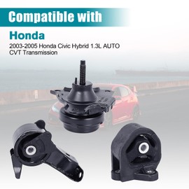Engine Motor & Transmission Mount Kit 3pcs Compatible with Fits 2003-2005 Honda Civic 1.3L Hybrid Replace A4503 A6588 50805-S5B-305