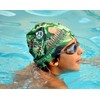 BORN TO SWIM | Green | Fabric Swimming Cap |