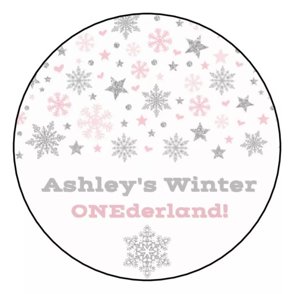 PartyMommy 12 Winter Wonderland Birthday Party Stickers Favors Label 2.5"