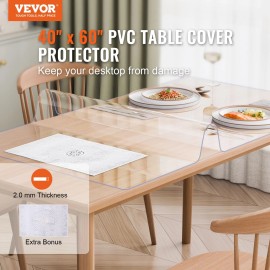 VEVOR Clear Rectangular Tablecloth 40X60 Inch Pvc Protector For Home And Kitchen
