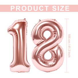 Siumir Number Balloons Rose Gold Foil Number Balloons 10th Birthday Balloons Giant Digital Balloons for Birthday Party, Wedding, Anniversary