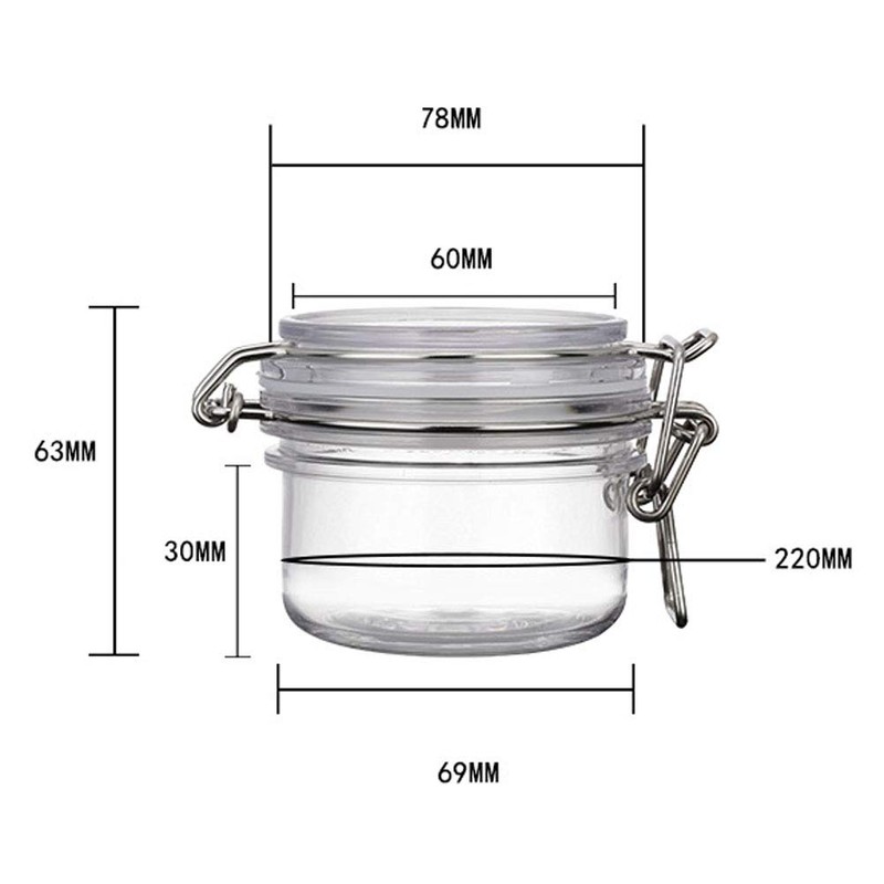 2Pcs 4 Oz/120ml Clear Round Plastic Home Kitchen Storage Sealed