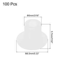 sourcing map 100pcs Plastic Hole Plugs, 5mm (3/16 Inch) Clear White Screw Caps Cover Snap in Locking Round Button Top Shelf Plugs for Cabinet Cupboard Bookcase License Plate Furniture