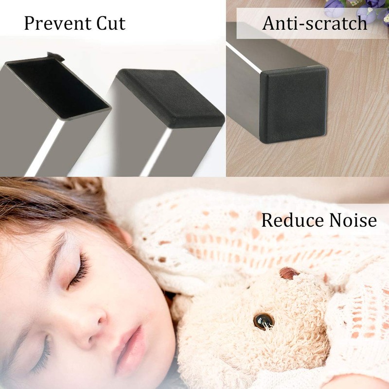 sourcingmap 12 Pieces Black Plastic Square Blanking End Caps Inserts