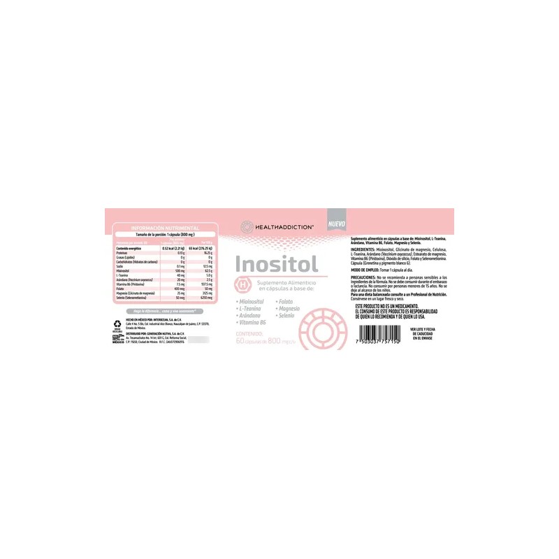 Myoinositol Mujer Magnesio Healthaddiction Cápsulas