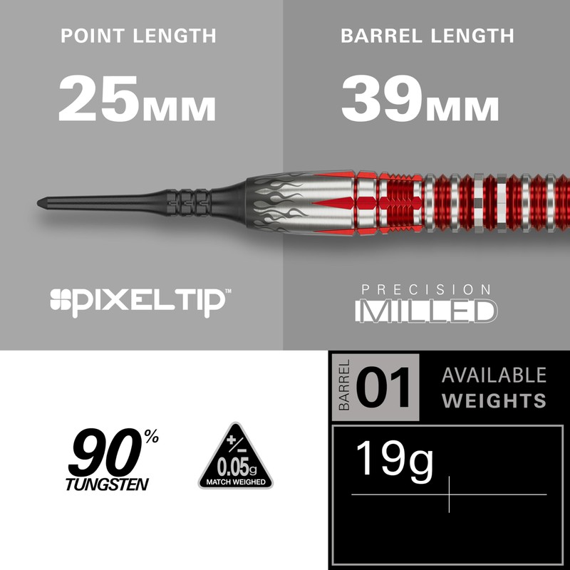 TARGET PYRO GEN-10 MAX 95% 19G 2BA SOFT TIP DARTS
