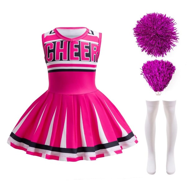 Lito Angels Cheerleader Costume Dress Outfit Fancy Dress with Pompoms