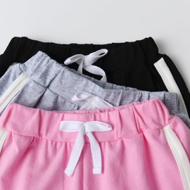 Zoputey Baby Girl Shorts Summer for Little Girl Sports Shorts 3Pcs, Pink+Black+Grey, 3-4 Years