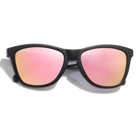 DANAMY Women's Polarized Sunglasses, UV400 Protection, Modern Classic Style, Full Frame, Pink (Black Frame), 54mm Lens Width