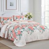 Yiran Pink Floral Quilt Set Queen Size Summer Botanical Bedspreads