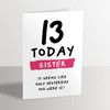 13th Birthday Card for Sister - 13 Today Seems Like