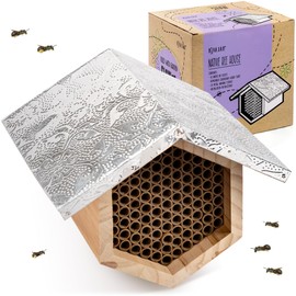 Rivajam Beekeeper Pro Mach II Mason Bee House - Strong + Waterproof Bee Hotel & Insect Habitat - Replaceable Mason Bee Tubes Filled Bee Houses for The Garden - Pollinator House Gardening Gifts
